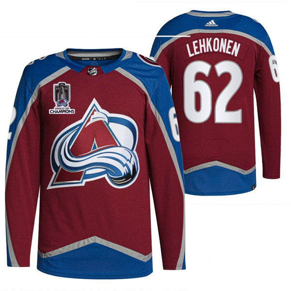 Men's Colorado Avalanche #62 Artturi Lehkonen 2022 Stanley Cup Champions Patch Stitched Jersey Men's Colorado Avalanche #62 Artturi Lehkonen 2022 Stanley Cup Champions Patch Stitched Jersey